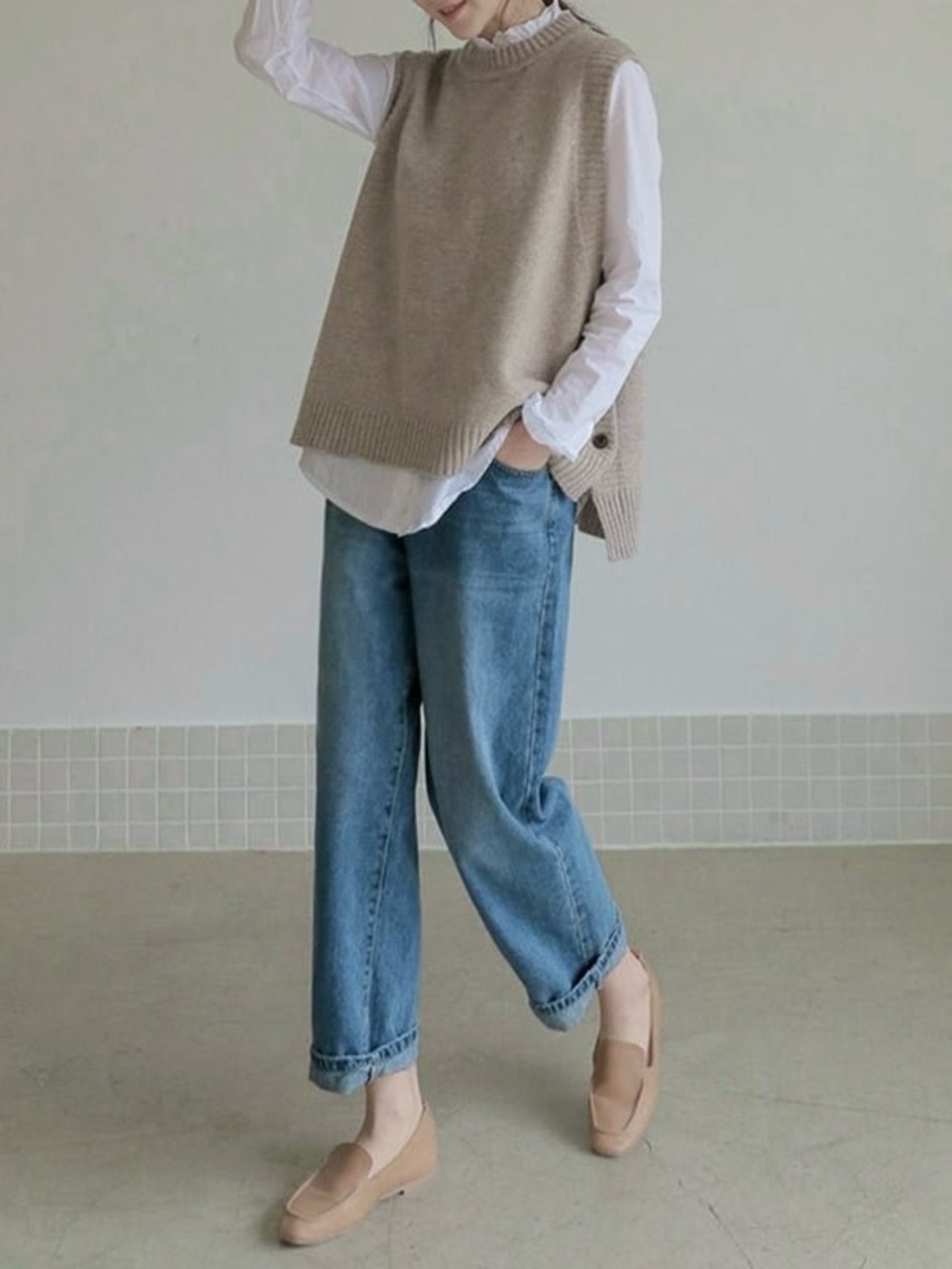 Italian Lagenlook-style knit tunic sweater